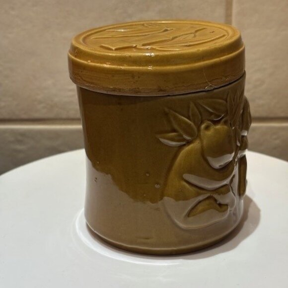 Vintage Sheila Fournier Ceramic Pottery Cannister Panda Bamboo Glazed 4.75" - Picture 3 of 9